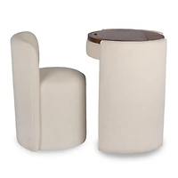 Nora Ivory Chair and Mirror Vanity Set