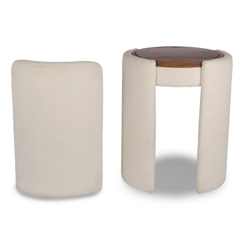 Nora Ivory Chair and Mirror Vanity Set