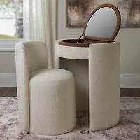 Nora Ivory Chair and Mirror Vanity Set
