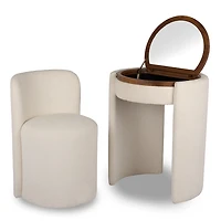 Nora Ivory Chair and Mirror Vanity Set