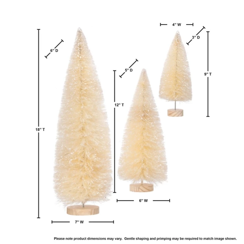 Natural Sisal Christmas Trees, Set of 3
