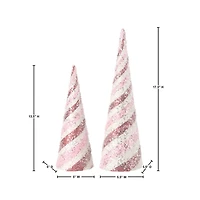 Striped Glitter Cone Christmas Trees, Set of 2