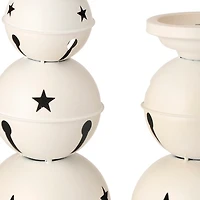 White Jingle Bells Candle Holders, Set of 2