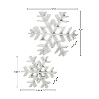 Antique Silver Wooden Snowflakes, Set of 2