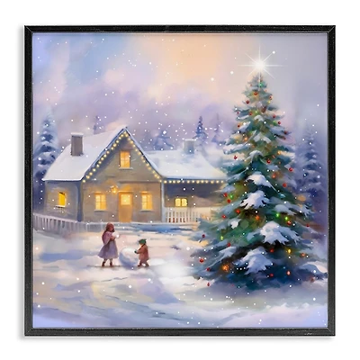 Children Building Snowman Framed Art Print