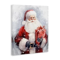 Santa with Red Gift Canvas Art Print