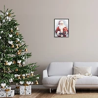 Santa with Red Gift Framed Art Print
