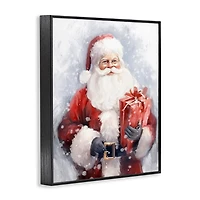 Santa with Red Gift Framed Art Print