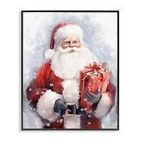 Santa with Red Gift Framed Art Print