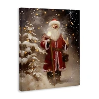 Santa in Snowy Night Canvas Art Print