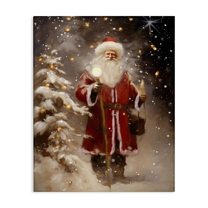 Santa in Snowy Night Canvas Art Print