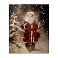 Santa in Snowy Night Canvas Art Print