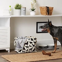 Black and White Dog Rectangular Pet Bin