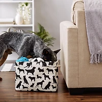 Black and White Dog Rectangular Pet Bin