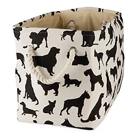 Black and White Dog Rectangular Pet Bin