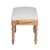 Ivory Upholstered Seashell Wood Bench