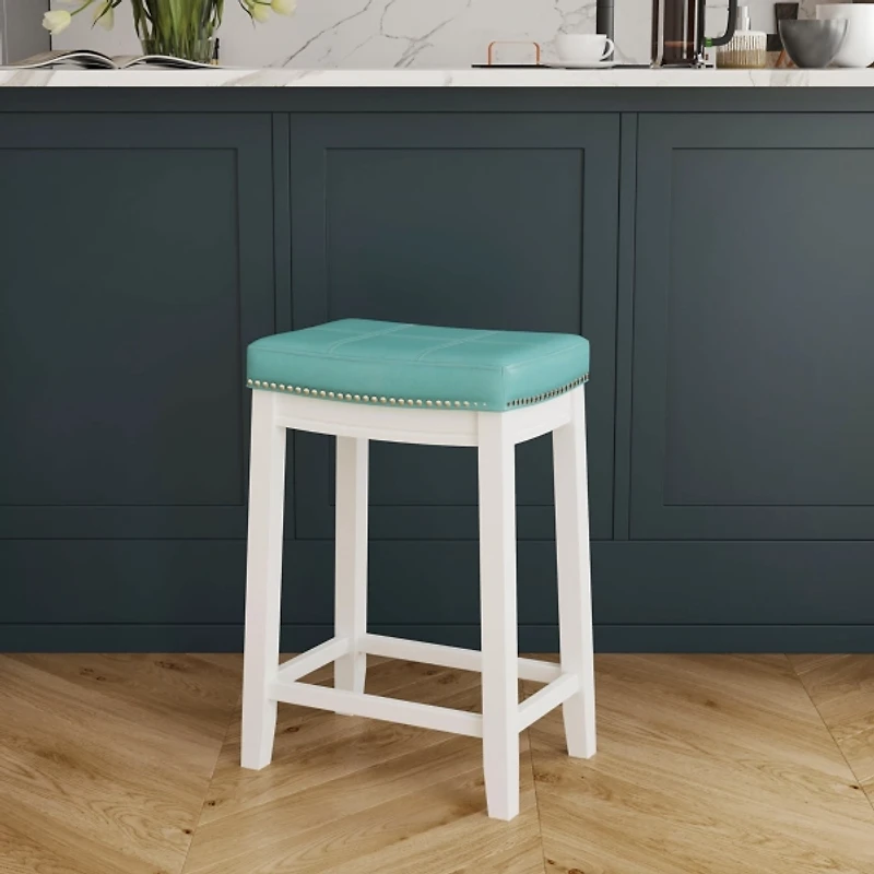 Teal Faux Leather Claridge Counter Stool