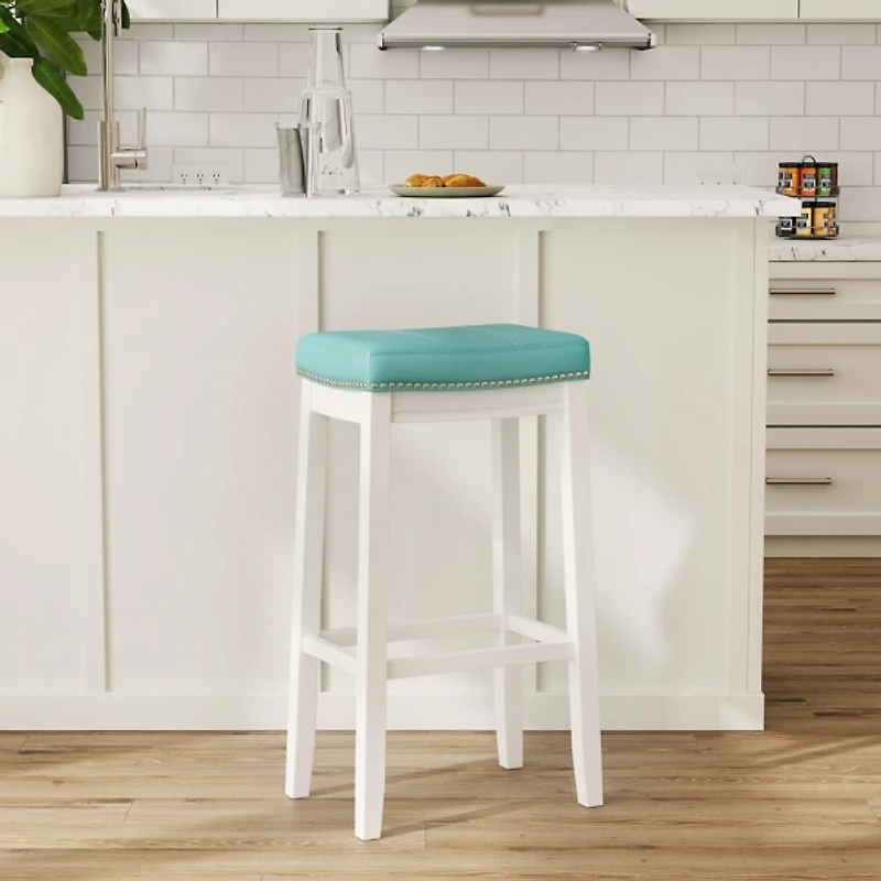Teal Faux Leather Claridge Bar Stool