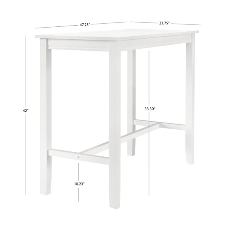 White Wood Claridge Counter Height Table