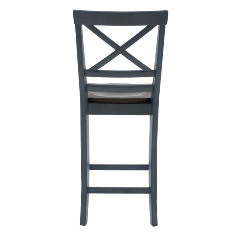 Blue and Gray Wood Aliza Counter Stools, Set of 2