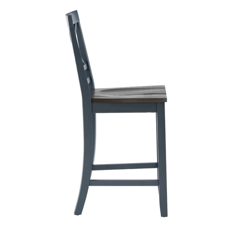 Blue and Gray Wood Aliza Counter Stools, Set of 2