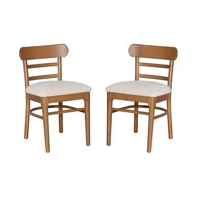 Cream Upholstered Wood Dining Chairs, Set of 2