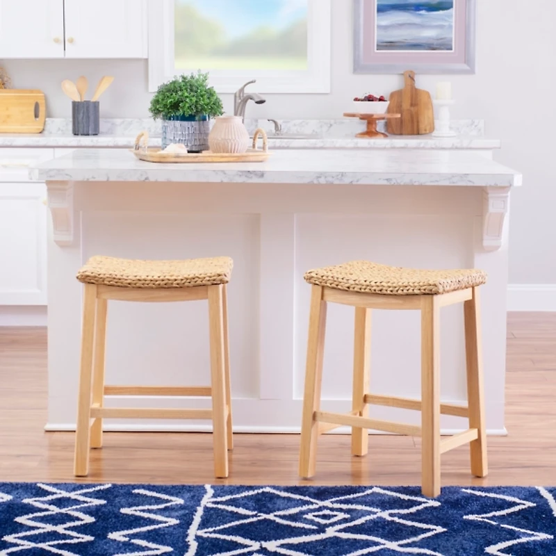 Natural Hyancinth Woven Counter Stool
