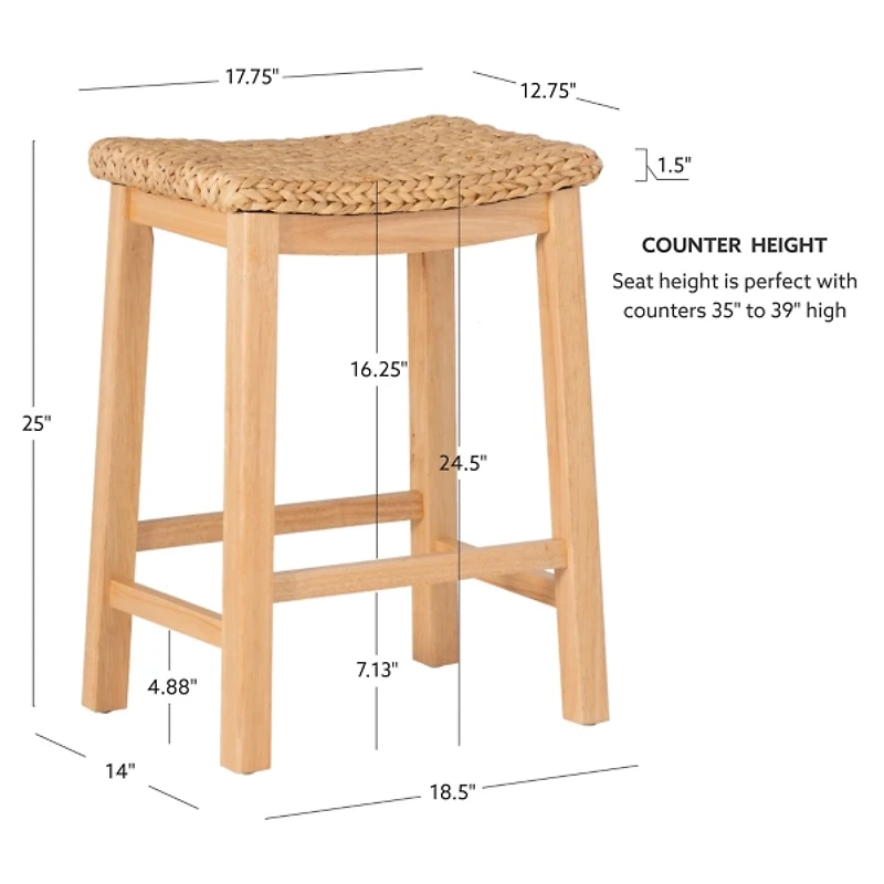 Natural Hyancinth Woven Counter Stool