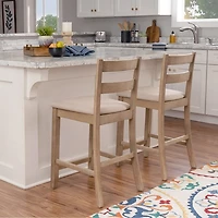 Rustic Graywash Wood Upholstered Counter Stool