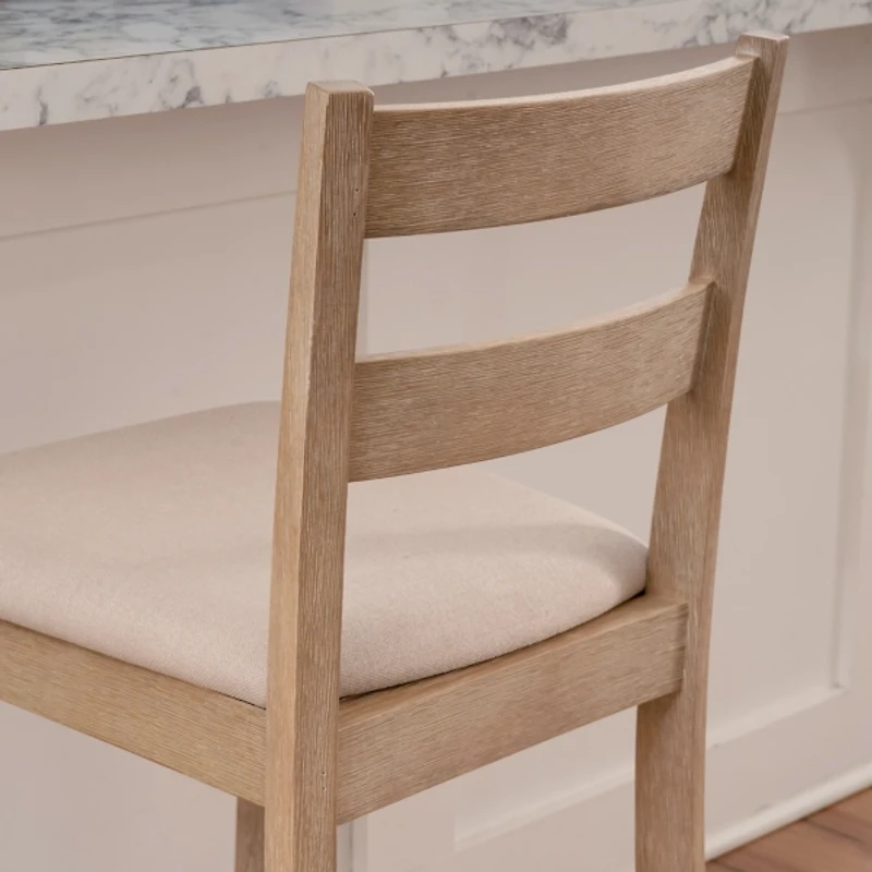 Rustic Graywash Wood Upholstered Counter Stool