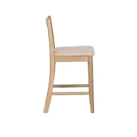 Rustic Graywash Wood Upholstered Counter Stool