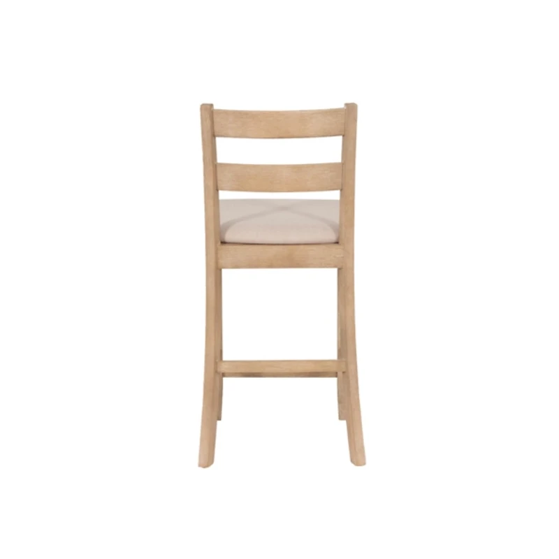 Rustic Graywash Wood Upholstered Counter Stool