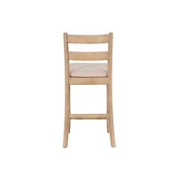 Rustic Graywash Wood Upholstered Counter Stool