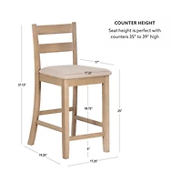 Rustic Graywash Wood Upholstered Counter Stool