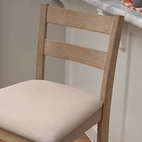 Rustic Graywash Wood Upholstered Bar Stool