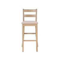 Rustic Graywash Wood Upholstered Bar Stool