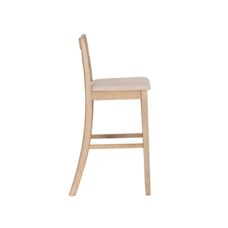 Rustic Graywash Wood Upholstered Bar Stool