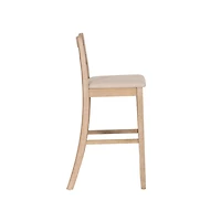 Rustic Graywash Wood Upholstered Bar Stool