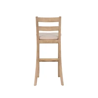 Rustic Graywash Wood Upholstered Bar Stool