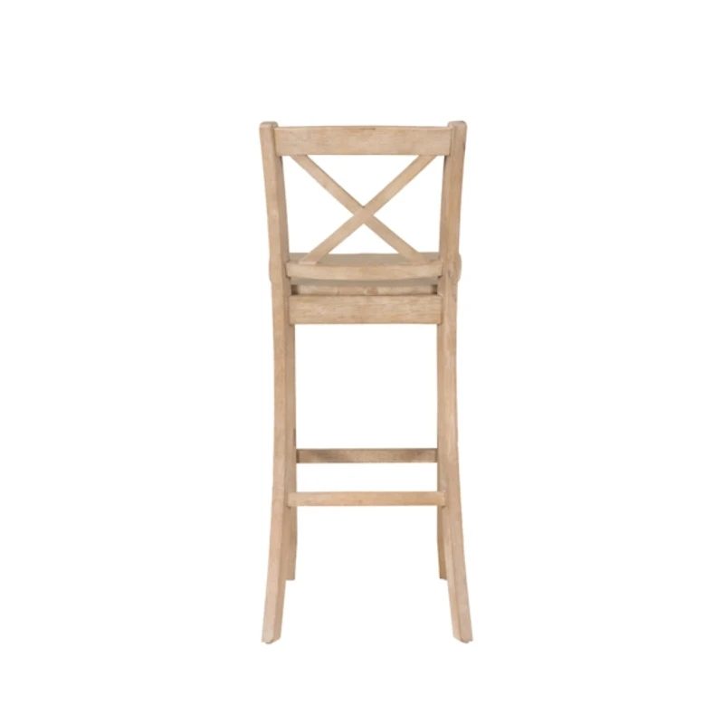 Rustic Graywash Wood X Back Bar Stool