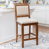 Neutral Stripes Upholstered Emmy Counter Stool