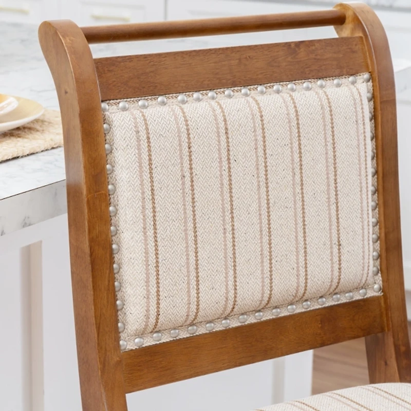 Neutral Stripes Upholstered Emmy Counter Stool