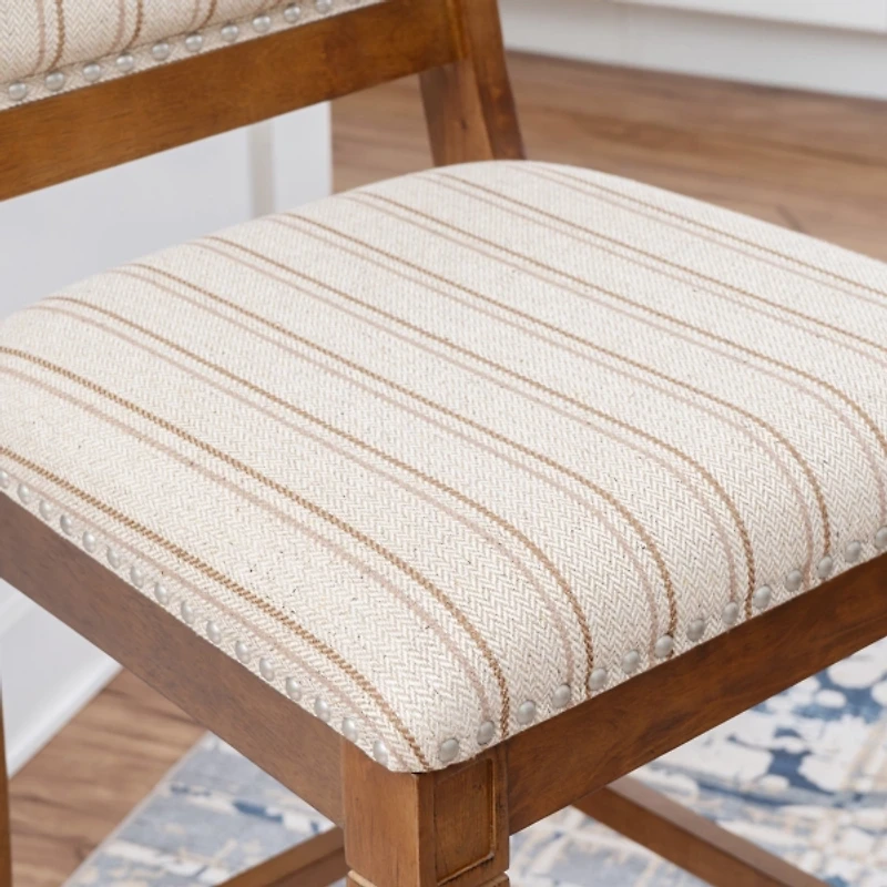 Neutral Stripes Upholstered Emmy Counter Stool