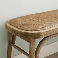 Antique Brown Wood & Rattan Conelly Bench