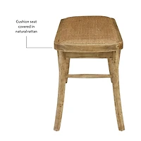 Antique Brown Wood & Rattan Conelly Bench