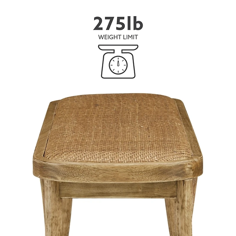 Antique Brown Wood & Rattan Conelly Bench