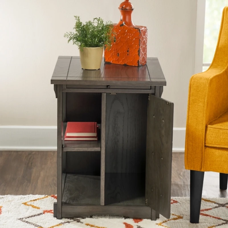 Gray Wood Parnell Storage Accent Table