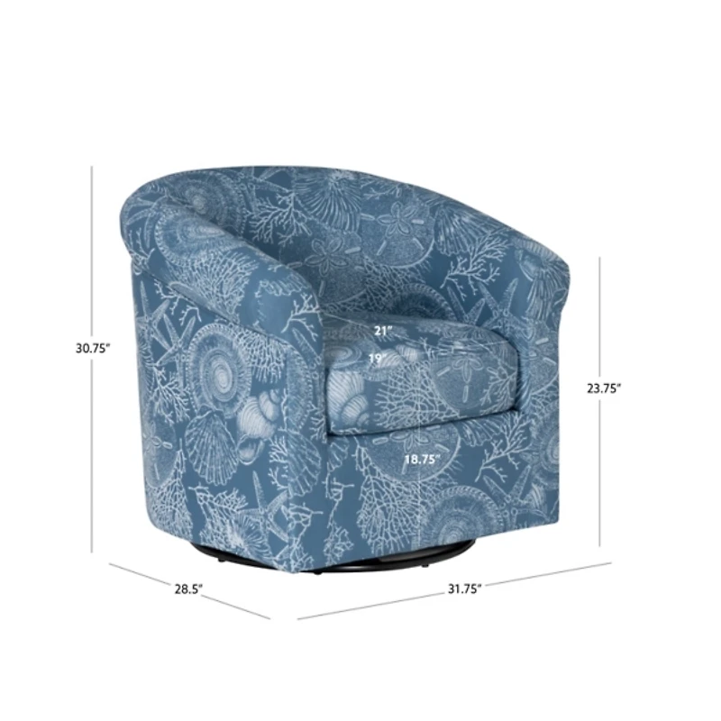 Blue Coastal Bonnie Swivel Accent Chair