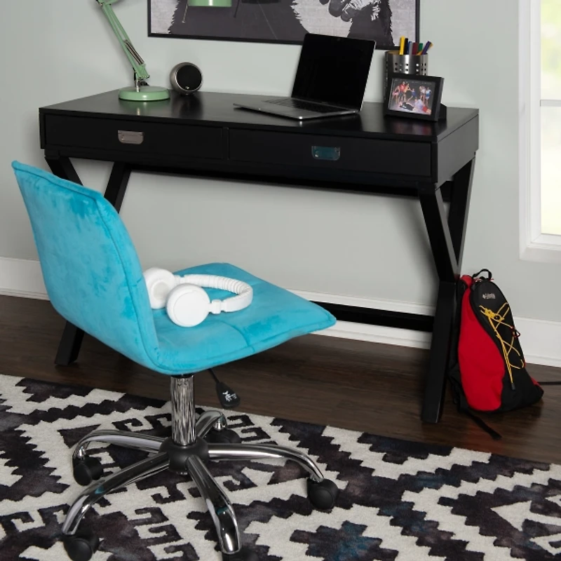 Black Wood 2-Drawer Peggy Desk