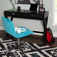 Black Wood 2-Drawer Peggy Desk